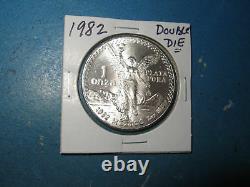 1982 Double Die Mexico One Ounce Onza Silver Libertad! Gem