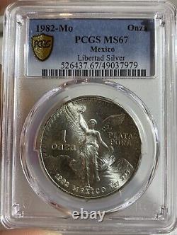 1982 Mexico Onza Silver Coin Pcgs Ms67