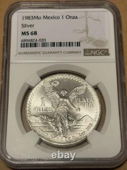 1983-Mo 1-ONCE MEXICO LIBERTAD WINGED VICTORY NGC MS68 RARE R5 HIGHEST GRADES