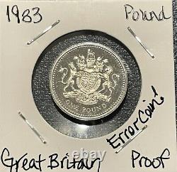 1983 UK PROOF COIN Pound Coin TRIPLE Error Upside Down Weak Anomaly & Silver