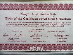 1985 Birds Of Caribbean Silver Proof 3-Coin Collection Display Box & COA