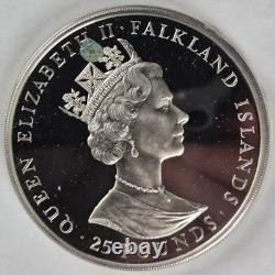 1985 Falkland Islands Silver 25 Pounds Proof Commemorative 150gm, 4.4oz ASW OGP