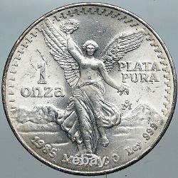1985 MEXICO Large 3.6cm ONZA VICTORY EAGLE Troy Silver Ounce Mexican Coin i88529