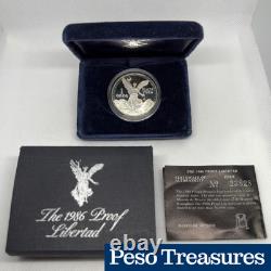 1986 Silver Proof Libertad With BOX & COA Excellent Condition RARE One of 30K
