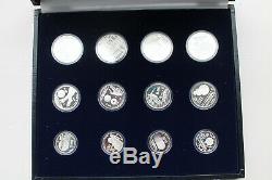 1986 World Cup Mexico Silver Proof Set (12 Coins25P, 50P, 100P), Display Case w COA