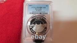 1987 Bermuda Silver 1 Dollar Commercial Aviation Amphibious Plane Pcgs Pr69