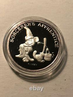 1987 Walt Disney Sorcerer's Apprentice Mickey 1 oz Silver Round, with Box & COA
