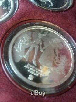 1988 Disney Around the World Rarities Mint. 999 1 oz Silver7 Coin SET COA & Case