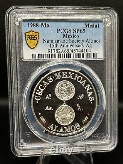 1988 Mo Mexico 15th Ann of Numismatic Society Alamos PCGS SP65 Silver Medal