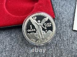 1989 Mexico Libertad Onza Proof Cameo with Box Certificate and Sleeve. 999 Silver