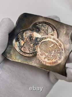 1990 Mexico 100,000 Pesos Silver Pattern KM#? Pn245 Test Strike Plate Toned Error