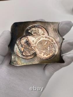 1990 Mexico 100,000 Pesos Silver Pattern KM#? Pn245 Test Strike Plate Toned Error