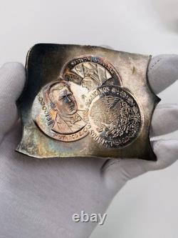 1990 Mexico 100,000 Pesos Silver Pattern KM#? Pn245 Test Strike Plate Toned Error