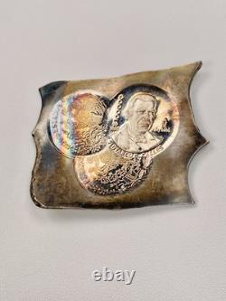 1990 Mexico 100,000 Pesos Silver Pattern KM#? Pn245 Test Strike Plate Toned Error