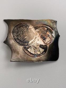 1990 Mexico 100,000 Pesos Silver Pattern KM#? Pn245 Test Strike Plate Toned Error