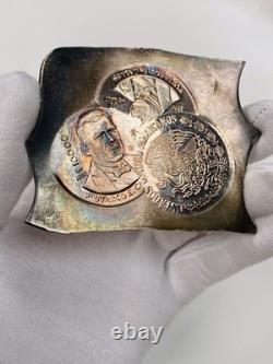 1990 Mexico 100,000 Pesos Silver Pattern KM#? Pn245 Test Strike Plate Toned Error