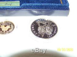 1991-1995 W World War II USA 3 Coin Proof Set. 24 Oz Gold $5 Silver $1 & Halve