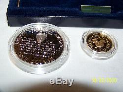 1991-1995 W World War II USA 3 Coin Proof Set. 24 Oz Gold $5 Silver $1 & Halve