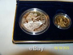 1991-1995 W World War II USA 3 Coin Proof Set. 24 Oz Gold $5 Silver $1 & Halve