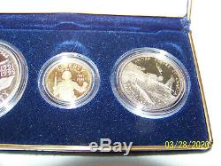 1991-1995 W World War II USA 3 Coin Proof Set. 24 Oz Gold $5 Silver $1 & Halve