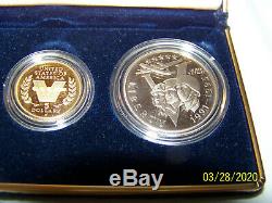 1991-1995 W World War II USA 3 Coin Proof Set. 24 Oz Gold $5 Silver $1 & Halve