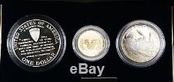1991 1995 World War II 3 Coin Commemorative Proof Set $5 Gold $1 Silver Dollar