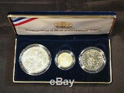 1991-1995 World War II 50th Anniversary Gold Silver 3 coin set