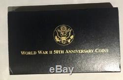 1991-1995 World War ll 50th Anniversary Gold Silver 3 Coin Set OGP&COA
