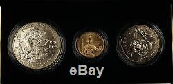 1991-95 US Mint World War 2 Commem 3 Coin Silver & Gold UNC Set as Issued DGH