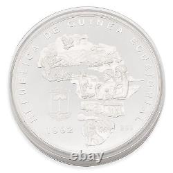 1992 Equatorial Guinea Elephant & Lion Proof Coin 7000 Francos. 9999 Silver 500g