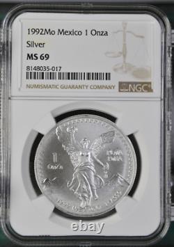 1992-Mo 1-ONCE MEXICO LIBERTAD WINGED VICTORY NGC MS-69 RARE R5 HIGHEST GRADES