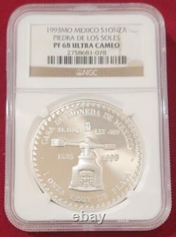 1993 Mexico 1.0 oz. Piedra De Los Sole. 999 Silver coin PF 68 Ultra Came