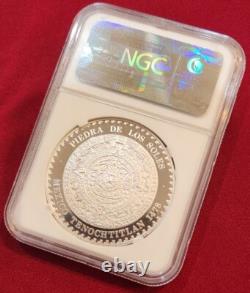 1993 Mexico 1.0 oz. Piedra De Los Sole. 999 Silver coin PF 68 Ultra Came