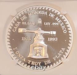 1993 Mexico 1.0 oz. Piedra De Los Sole. 999 Silver coin PF 68 Ultra Came