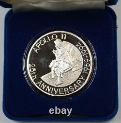 1993 Turks and Caicos Islands Silver Proof 20 Crowns Coin Apollo XI 25 Anniver