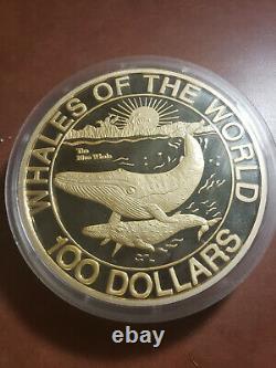 1993 Whales Of The World Fine Silver Kilo Coin Bahamas With Wooden Box And Coa