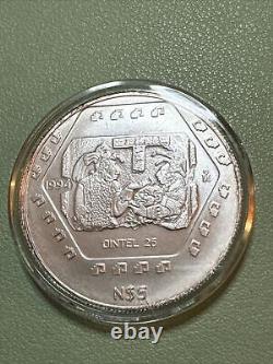 1994 Mexico 5 Nuevos Pesos 1 Onza Silver Lintel 26 Rare Date Coin Km 578