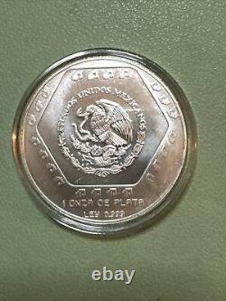 1994 Mexico 5 Nuevos Pesos 1 Onza Silver Lintel 26 Rare Date Coin Km 578