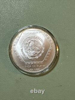 1994 Mexico 5 Nuevos Pesos 1 Oz Silver MASCARON DEL DIOS CHAAC SILVER Coin Rare