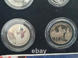 1995 9X SILVER PROOF COIN FULL BOX SET + COA 50th ANNIVERSARY OF WORLD WAR 11