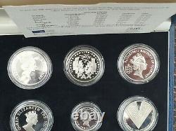 1995 9X SILVER PROOF COIN FULL BOX SET + COA 50th ANNIVERSARY OF WORLD WAR 11