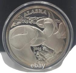 1995 Alaska Mint State Medallion, Puffin Silver Coin, with Box