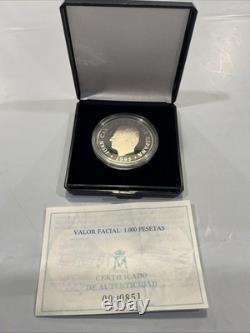 1995 SPAIN TORCH ATLANTA OLYMPICS SILVER 1000 PESETAS, Mint Boxed with Cert