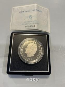 1995 SPAIN TORCH ATLANTA OLYMPICS SILVER 1000 PESETAS, Mint Boxed with Cert