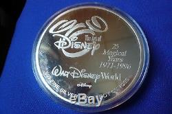 1996 Walt Disney World 25 Magical Years 5 Troy Oz. 999 Silver Round Coin