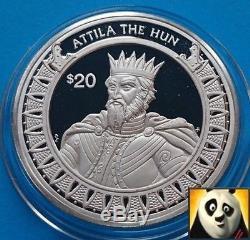 1997 LIBERIA $20 Dollars World's Conqueror Attila The Hun Silver Proof Coin