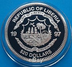 1997 LIBERIA $20 Dollars World's Conqueror Attila The Hun Silver Proof Coin