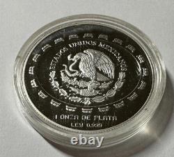 1997 Mexico Silver 1 Oz 999 Disco De La Muerte Skull Proof 5 Peso Coin