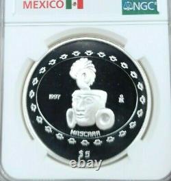1997 Mexico Silver 5 Pesos Teotihuacan Mascara Ngc Pf 69 Ultra Cameo Top Pop