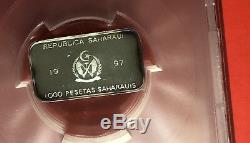 1997-saharawi 1000 P. (1999 World Cup), Silver Coin, Graded By Pcgs Pf65